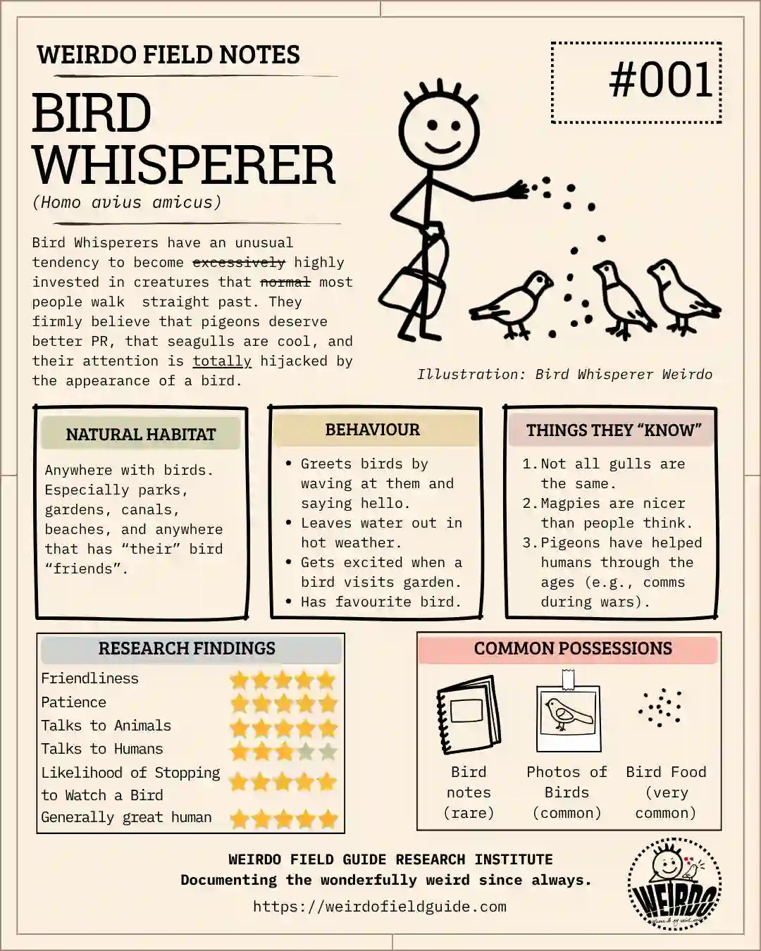 WEIRDO Field Note #001: Bird Whisperer