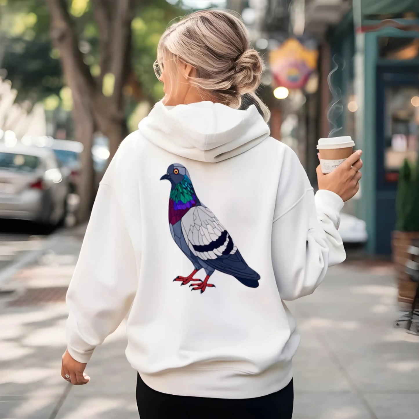 Geometric Pigeon Hoodie | Front & Back Edition